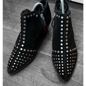 1. State Loka Studded Ankle Boots Black Suede Size 6.5 Bootie New